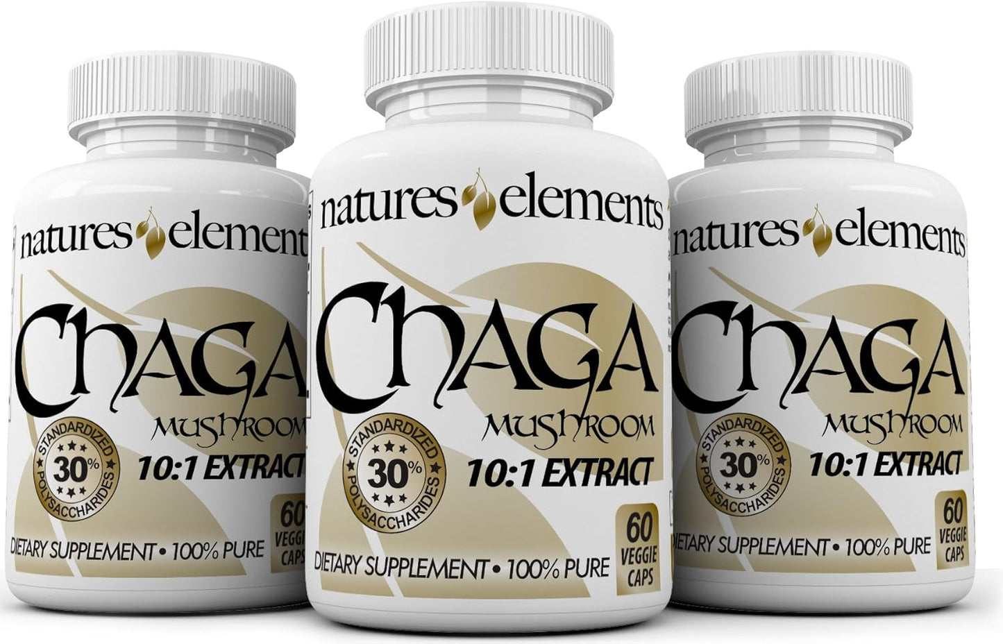 Chaga Mushroom Immune Support Supplement - Pack of 3 - High Antioxidant - 10:1 Extract - 30% Polysaccharides - 500mg Capsules - 3 Month Supply - BoostGo Australia