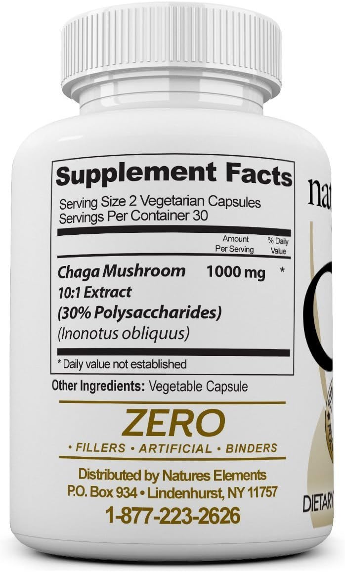 Chaga Mushroom Immune Support Supplement - Pack of 3 - High Antioxidant - 10:1 Extract - 30% Polysaccharides - 500mg Capsules - 3 Month Supply - BoostGo Australia