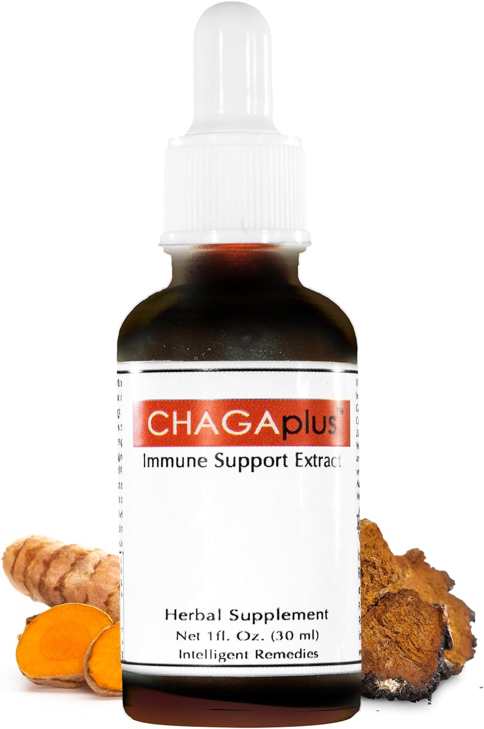 CHAGAplus Immune System Booster with Chaga Mushroom Extract, Reishi, Turmeric & Ashwagandha - 30ml