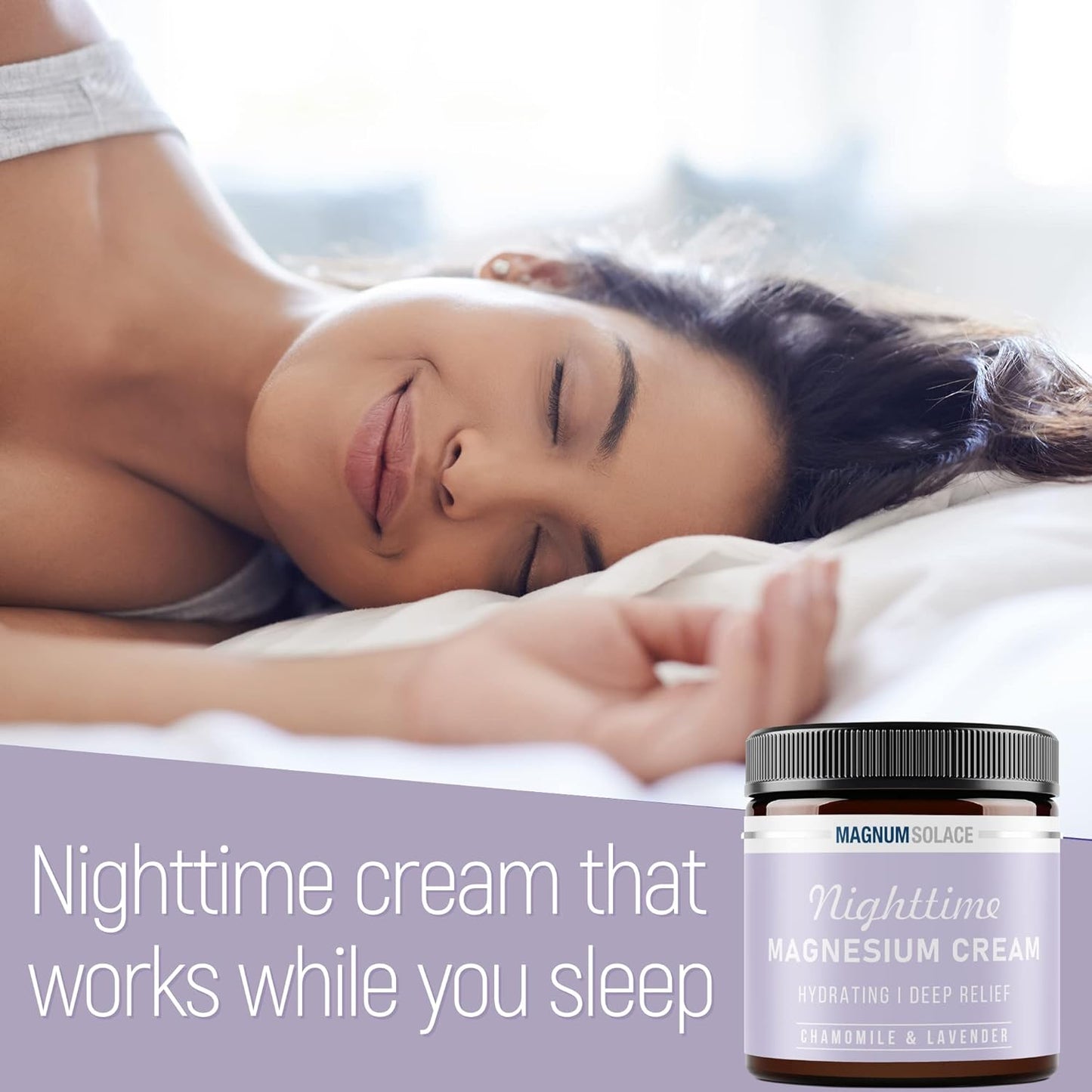 Chamomile Lavender Magnesium Lotion for Nighttime Relief - Topical Chloride Cream for Legs, Arms, Chest - USA Made & Kid-Safe