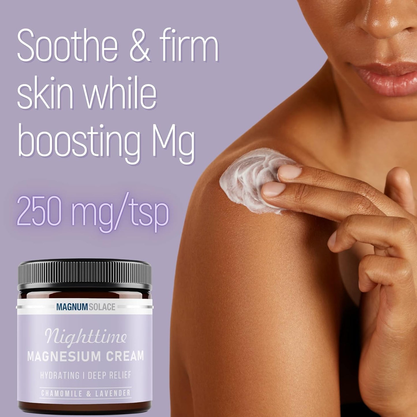 Chamomile Lavender Magnesium Lotion for Nighttime Relief - Topical Chloride Cream for Legs, Arms, Chest - USA Made & Kid-Safe