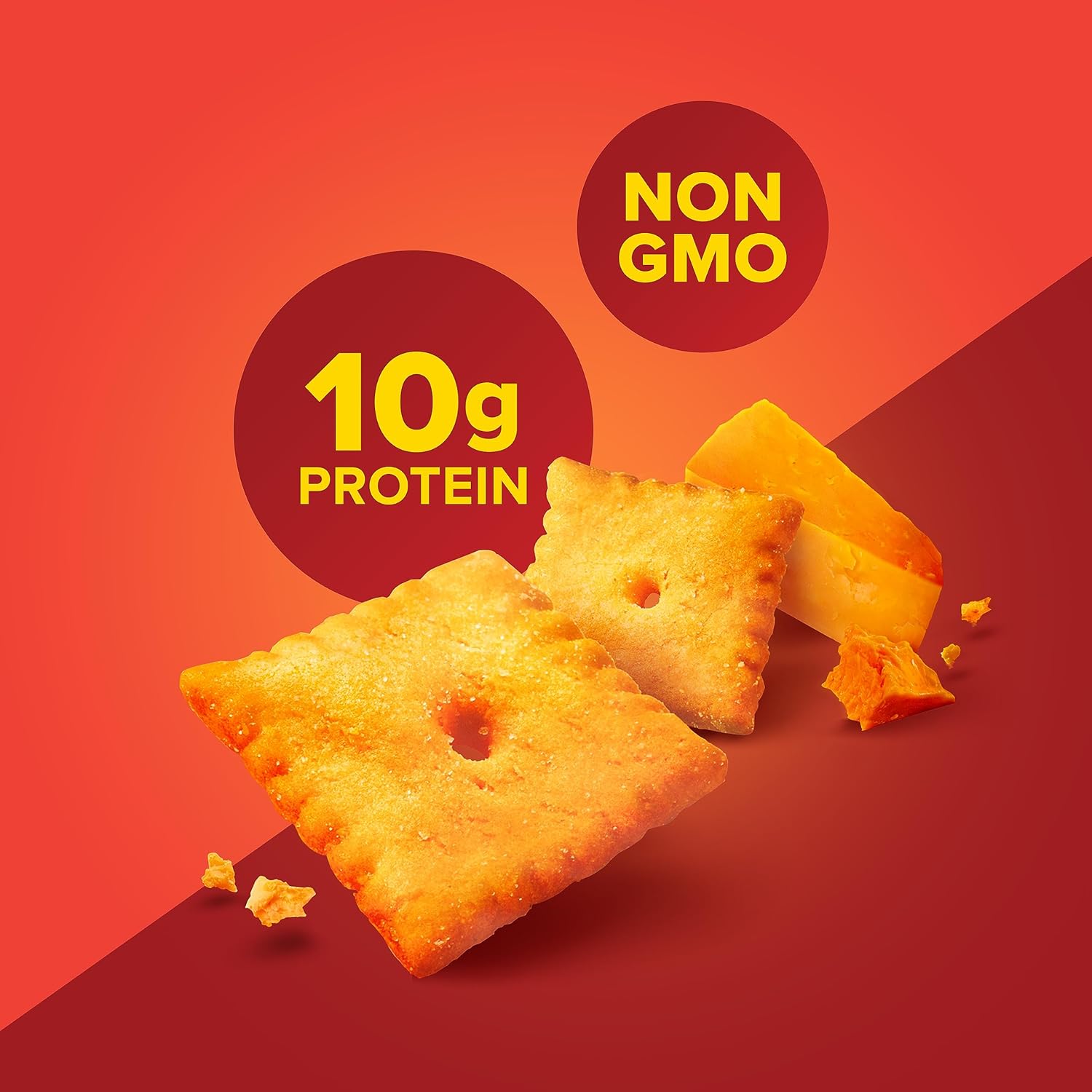 Cheddar Cheese High Protein Crackers, 10g Protein, 12 Pack, 1.06 oz - Healthy Snack