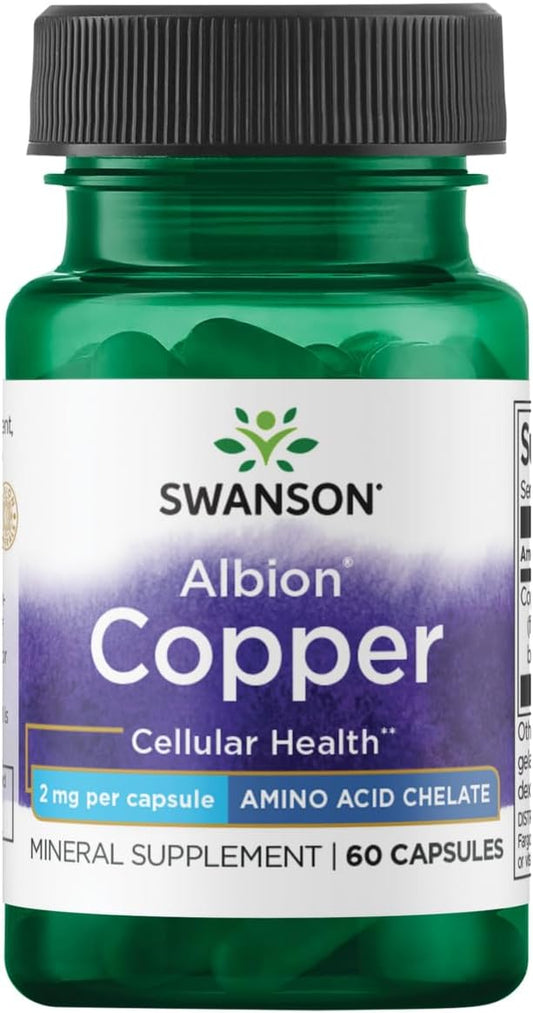Chelated Copper Supplement - Swanson Albion 2mg Capsules - 60 Count