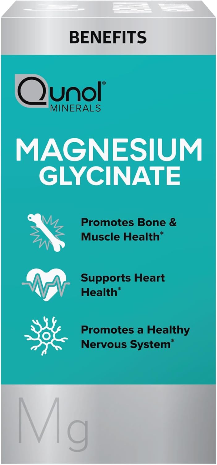 Chelated Magnesium Supplement 300mg, 150 Tablets - Qunol Glycinate Magnesium Formula