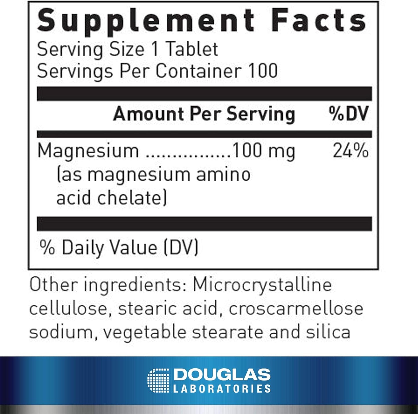 Chelated Magnesium Tablets for Energy Metabolism, Heart, Muscles, Nervous System - 100 Tablets