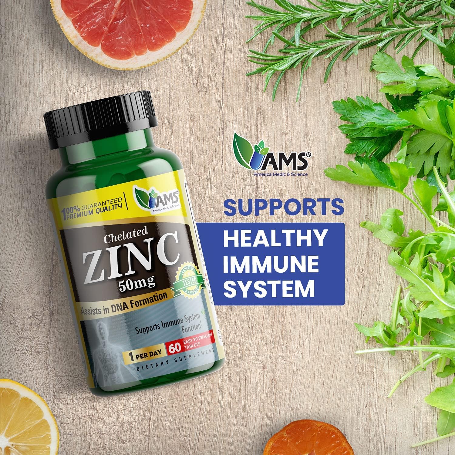 Chelated Zinc 50mg Supplements 3 Pack - Immune Booster & Antioxidant for Adults - Highly Absorbable Mineral, Mood & Sleep Support