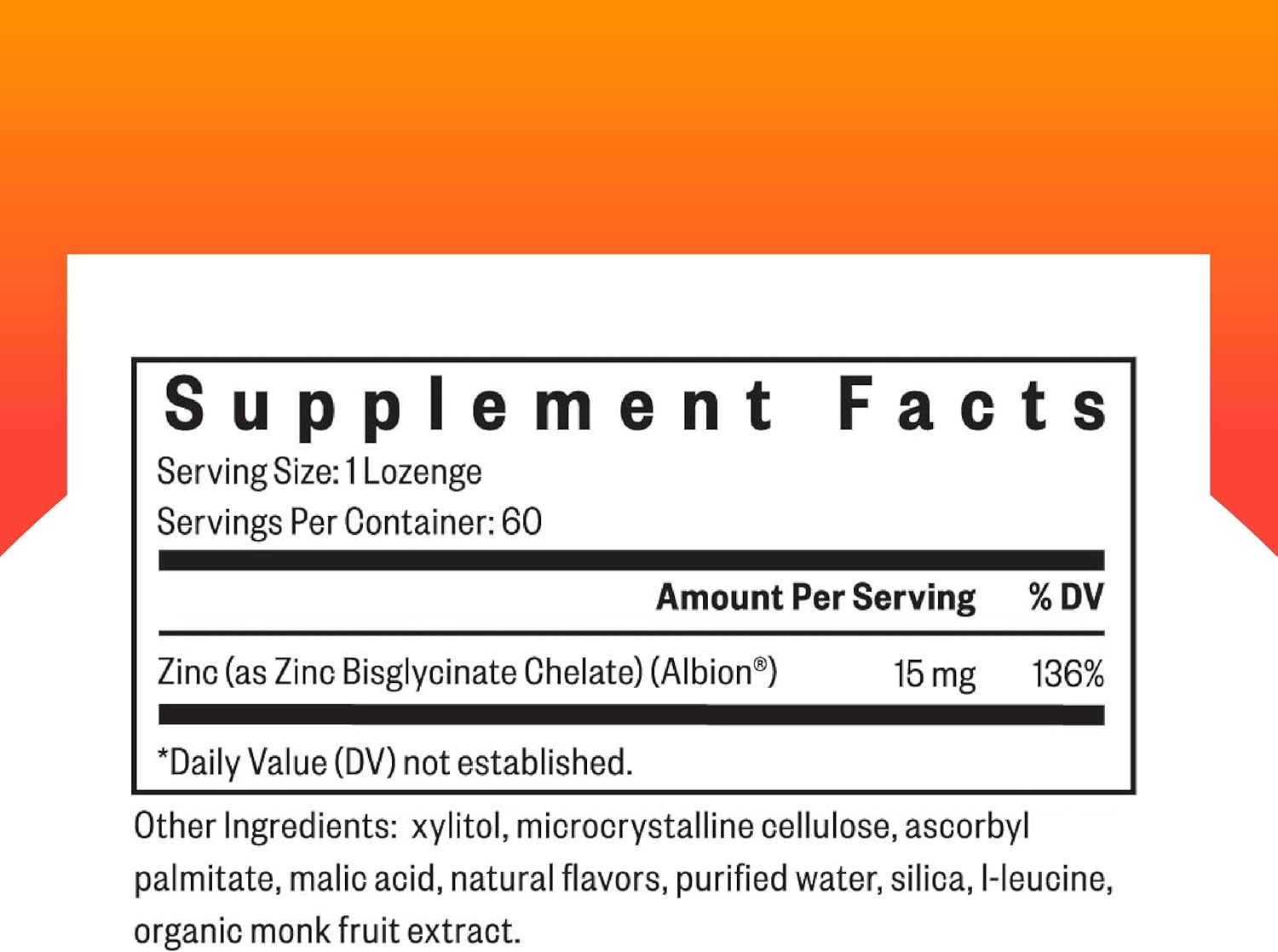 Chelated Zinc Lozenges - Immune Support for Skin, Hair & Eyes - 15mg, 60 Lozenges