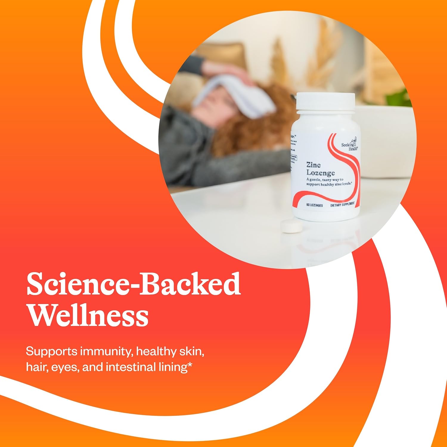 Chelated Zinc Lozenges - Immune Support for Skin, Hair & Eyes - 15mg, 60 Lozenges