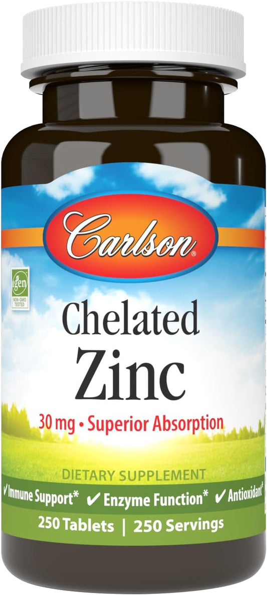 Chelated Zinc Supplement 250 Tablets by Carlson - BoostGo Australia