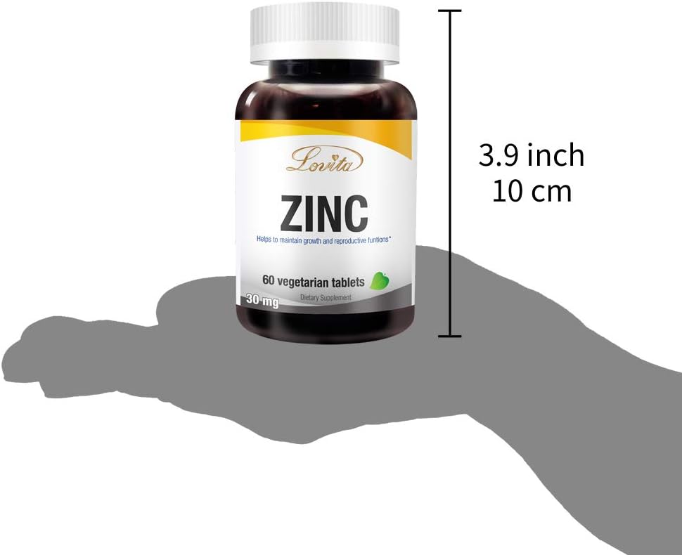 Chelated Zinc Supplements 30mg for Immune Support & Healthy Skin | Vegan & Non GMO | 60 Tablets