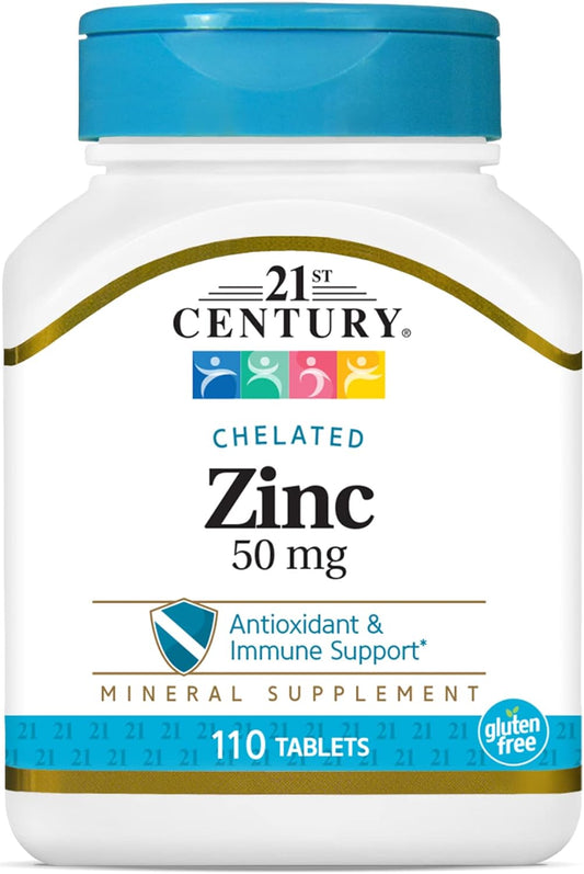 Chelated Zinc Tablets 50 mg for 21st Century Health Support - 110 Count