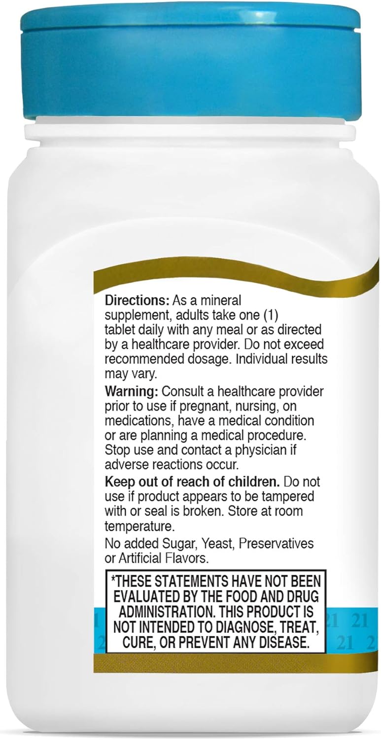 Chelated Zinc Tablets 50 mg for 21st Century Health Support - 110 Count