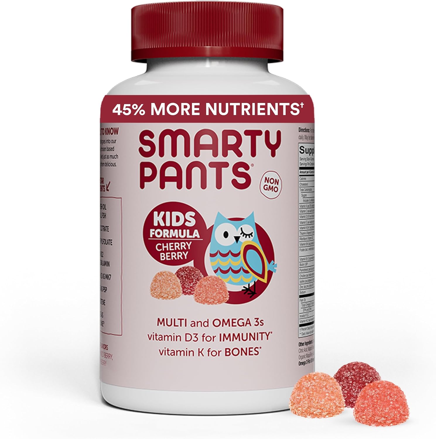 Cherry Berry Kids Gummy Multivitamin with Omega 3s, Vitamin D3, B12 (120 Gummies)