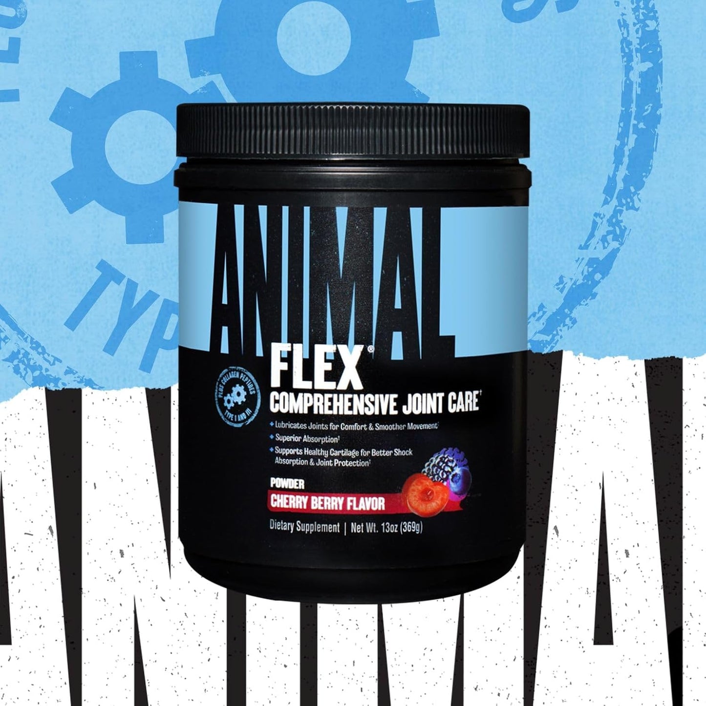 Cherry Flavored Animal Flex Powder for Joint Pain Relief and Muscle Repair - Turmeric, Glucosamine, Chondroitin, MSM, Collagen, Boswellia - 30 Servings