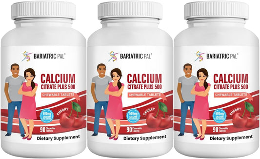 Cherry Flavored BariatricPal Calcium Citrate Chewable Tablets - 90-Day Supply (500mg)