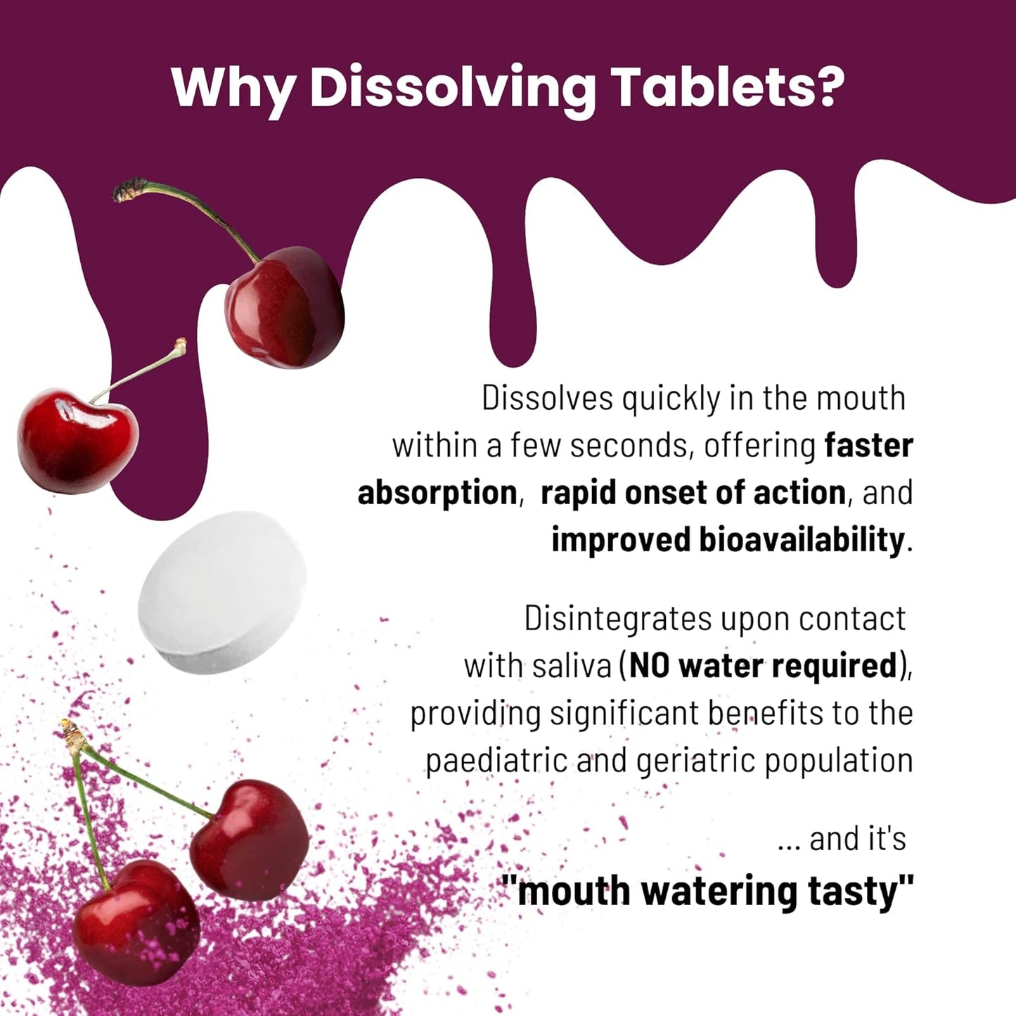 Cherry Flavored Biotin 5000 mcg Quick Dissolving Tablets - Supports Hair Growth, Healthy Nails & Skin - 60 Tablets