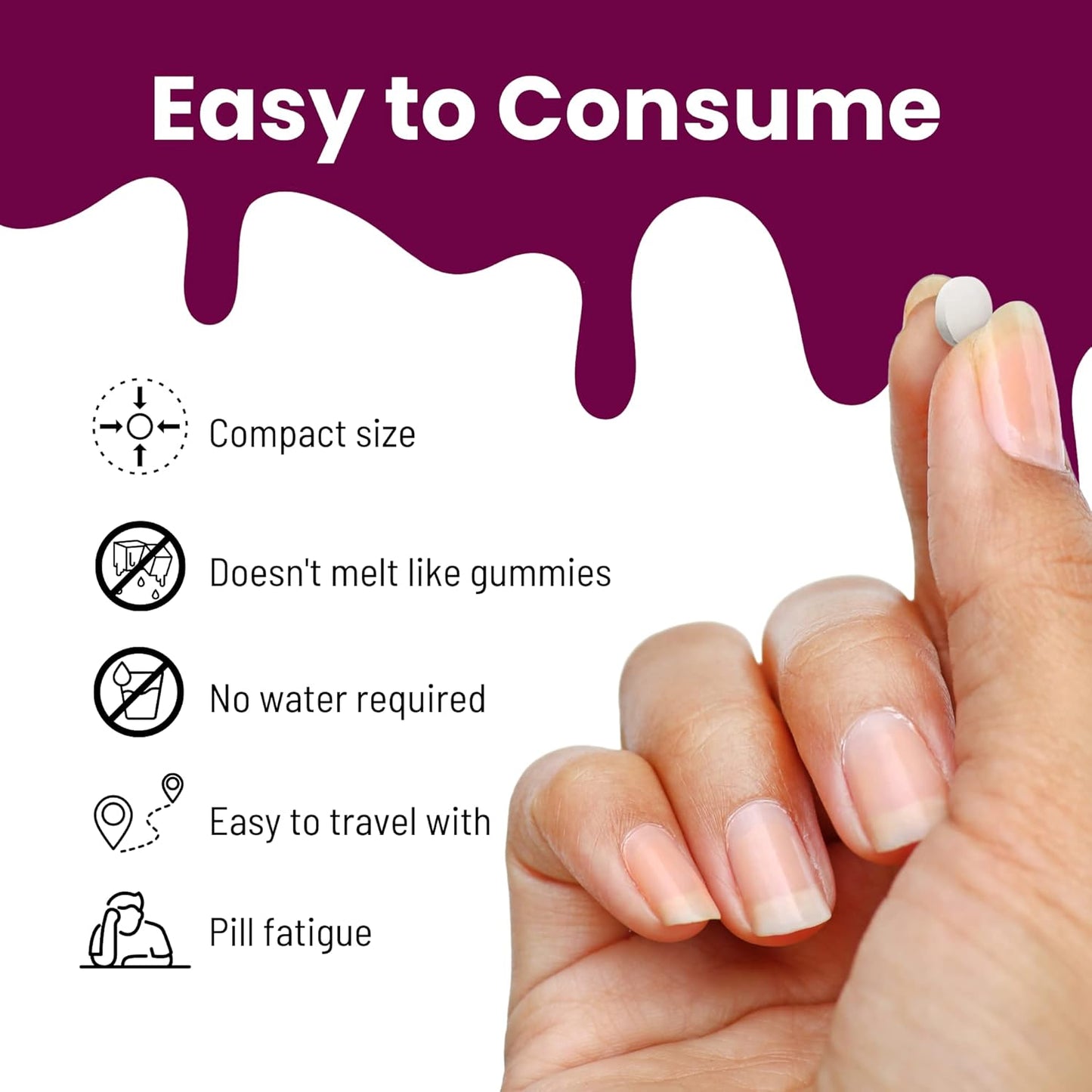 Cherry Flavored Biotin 5000 mcg Quick Dissolving Tablets - Supports Hair Growth, Healthy Nails & Skin - 60 Tablets