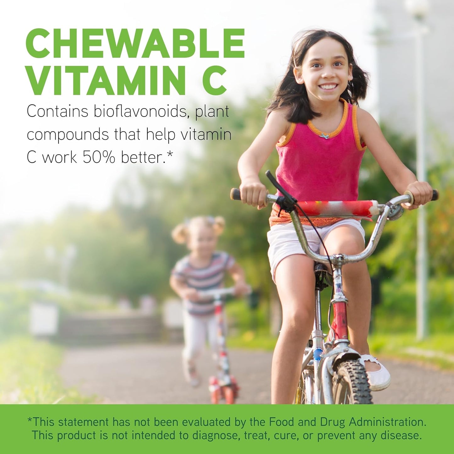 Cherry Flavored Chewable Vitamin C for Kids with Pectin and Rose Hips - 90 Tablets for Immune Support & Overall Wellness