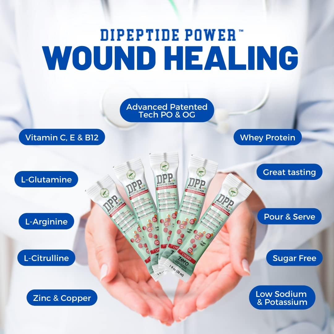 Cherry Flavored Liquid Collagen & Whey Protein Supplement, Sugar-Free, Promotes Healthy Skin & Hair, Dipeptide Power Formula, 25 Single Serve Packets