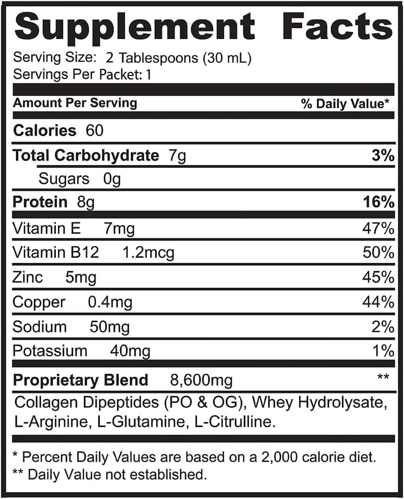 Cherry Flavored Liquid Collagen & Whey Protein Supplement, Sugar-Free, Promotes Healthy Skin & Hair, Dipeptide Power Formula, 25 Single Serve Packets