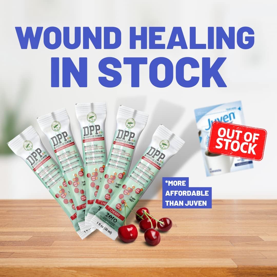 Cherry Flavored Liquid Collagen & Whey Protein Supplement, Sugar-Free, Promotes Healthy Skin & Hair, Dipeptide Power Formula, 25 Single Serve Packets