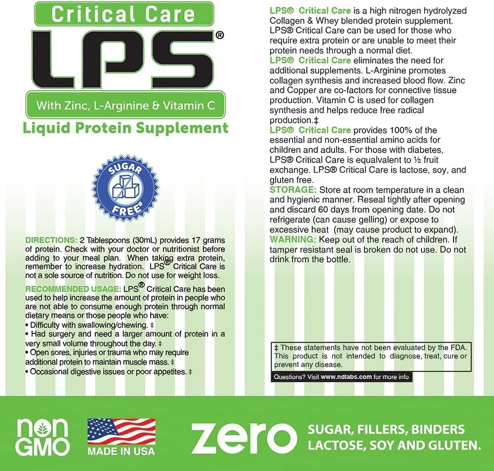 Cherry Flavored LPS Liquid Collagen & Whey Protein Supplement - Non-GMO, Sugar-Free Drink for Healthy Skin & Hair (Critical Care)