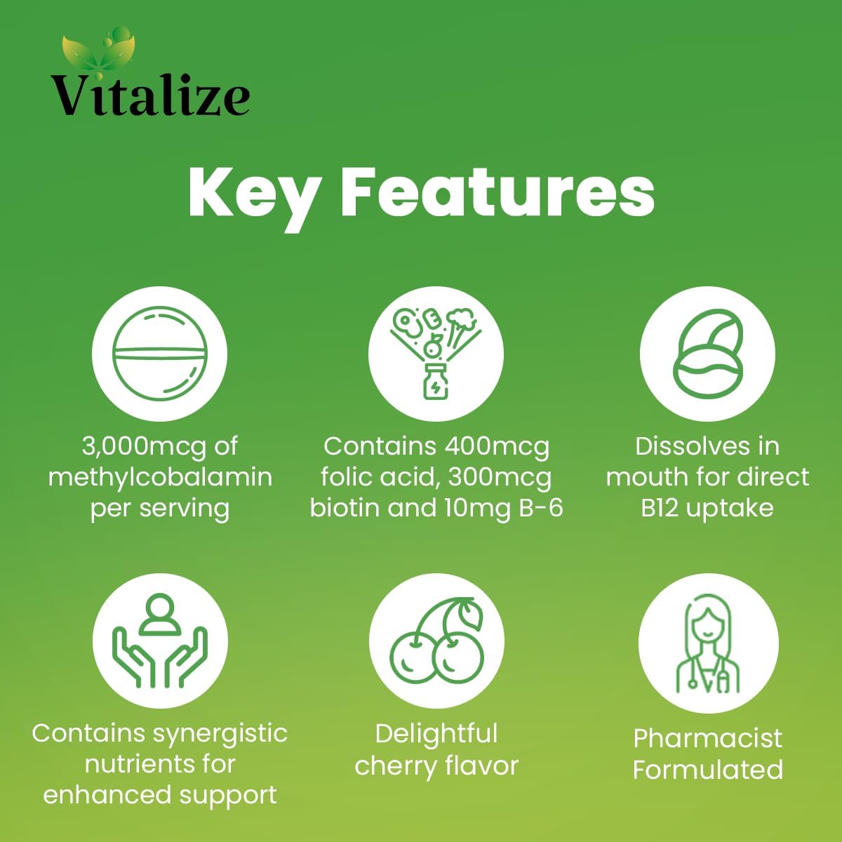 Cherry Flavored Methyl B12 Lozenges - 3000 MCG | Energy Supplement for Liver Health | 50 Lozenges | Vitamin B12 Methylcobalamin | Supports Energy Production