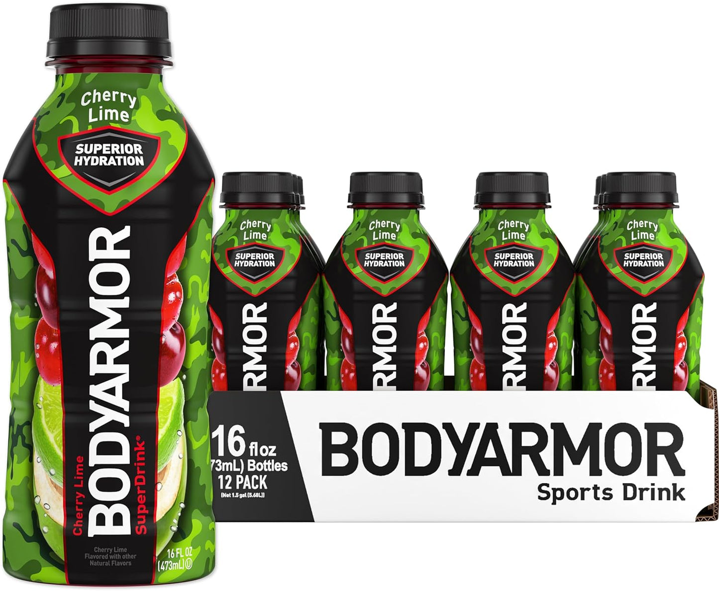 Cherry Lime BODYARMOR Sports Drink with Electrolytes and Vitamins - Pack of 12 - 16 Fl Oz Bottles