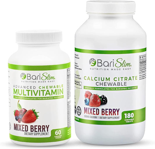 Chewable Bariatric Calcium Citrate & Multivitamin with Iron - Post Bariatric Surgery Supplement for Gastric Bypass and Sleeve