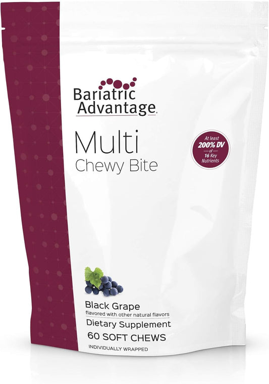 Chewable Bariatric Multivitamin Soft Chews with Folic Acid & Vitamin D3 - Black Grape Flavor - 60 Count