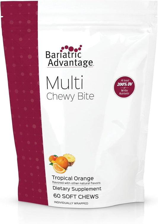 Chewable Bariatric Multivitamin with Folic Acid & Vitamin D3 - Tropical Orange Flavor - 60 Count