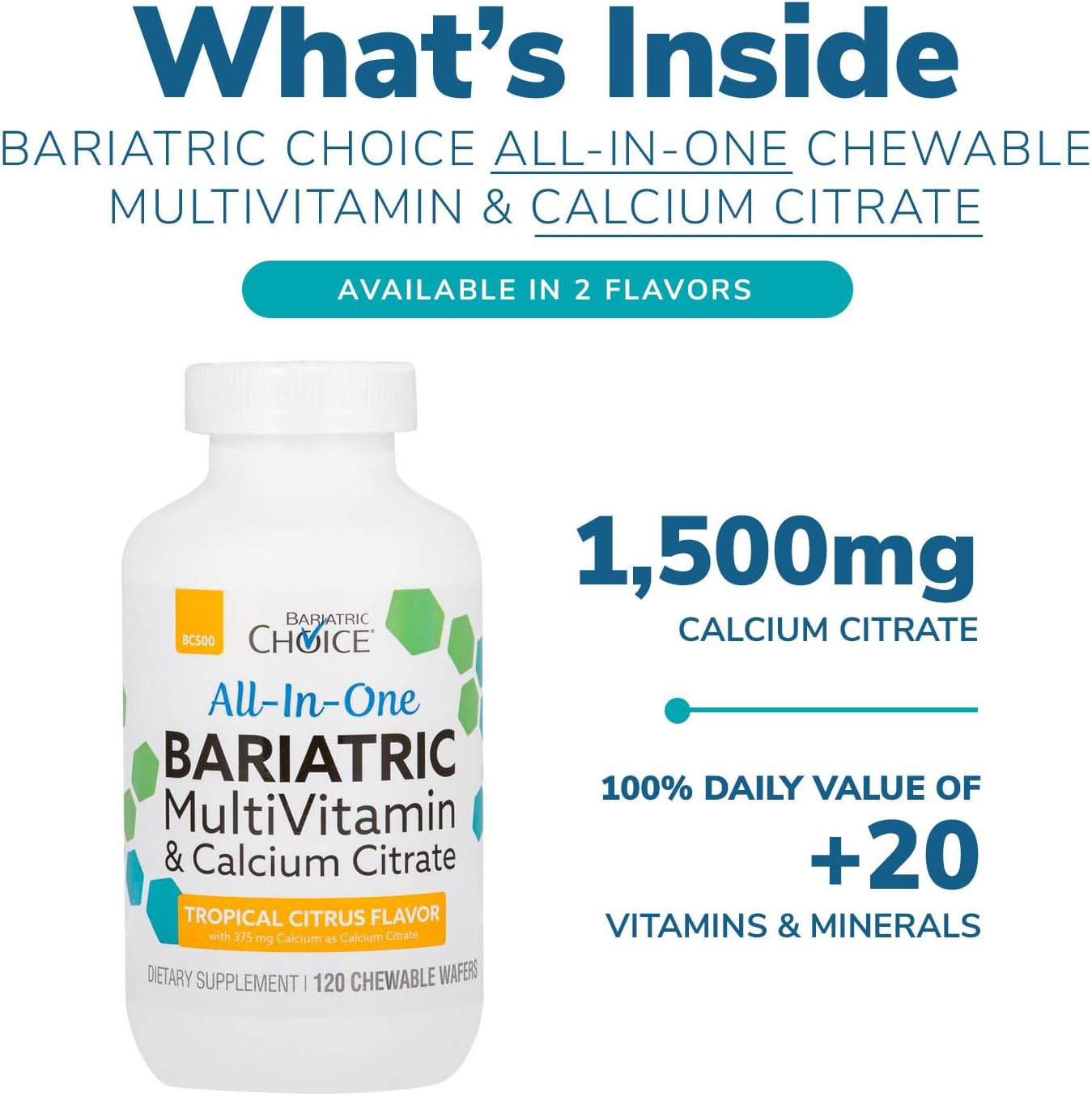 Chewable Bariatric MultiVitamin with Iron & Calcium Citrate - Tropical Citrus Flavor (120ct)