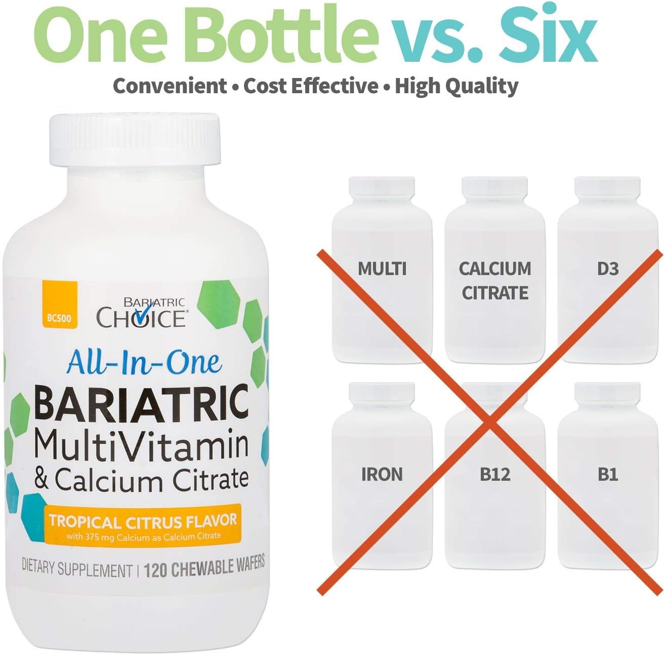 Chewable Bariatric MultiVitamin with Iron & Calcium Citrate - Tropical Citrus Flavor (120ct)