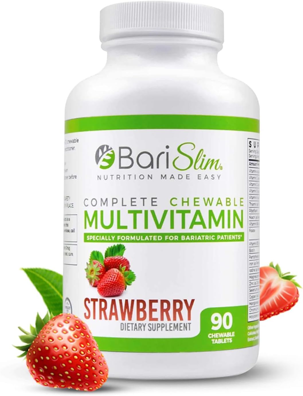 Chewable BariSlim Bariatric Multivitamin with 45mg Iron - Ideal for Post Bariatric Surgery Recovery - Strawberry Flavor - BoostGo Australia