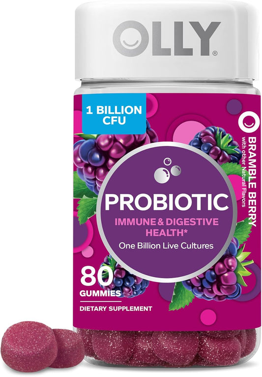 Chewable Berry Probiotic Gummies, Immune & Digestive Support, 1 Billion CFUs, 80 Count - 40 Day Supply