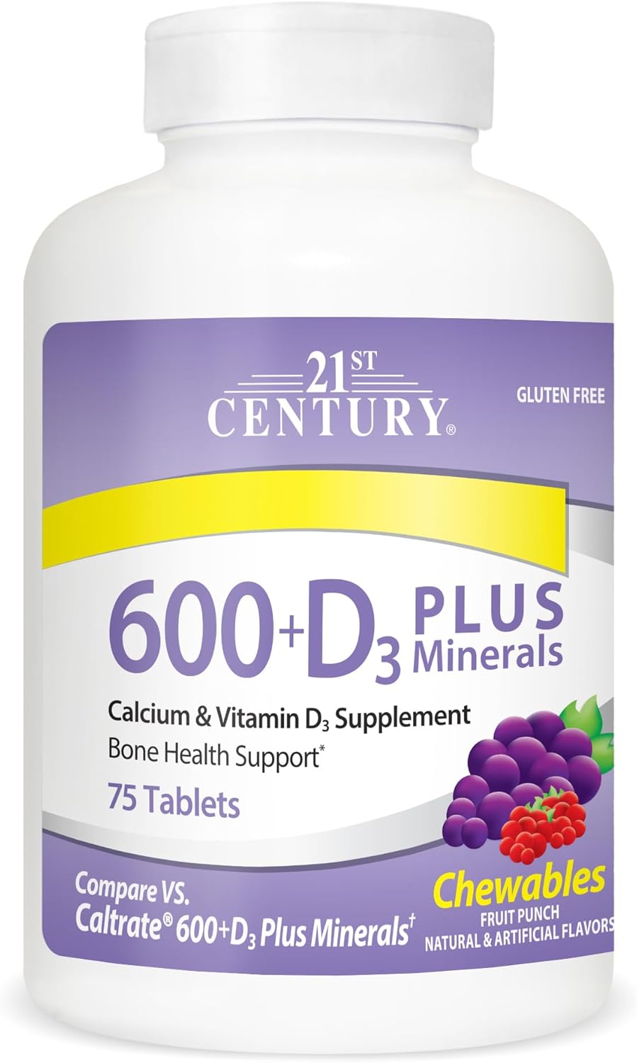 Chewable Calcium 600 mg +D Tablets with Minerals, 75 Count - Easy-to-Swallow Formula for Bone Health in the Modern Era