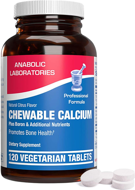Chewable Calcium Supplement 1000mg - 120 Vegetarian Tablets with Vitamin D, Magnesium, and Boron - Citrus Flavor - Supports Bone, Teeth, and Nerve Health