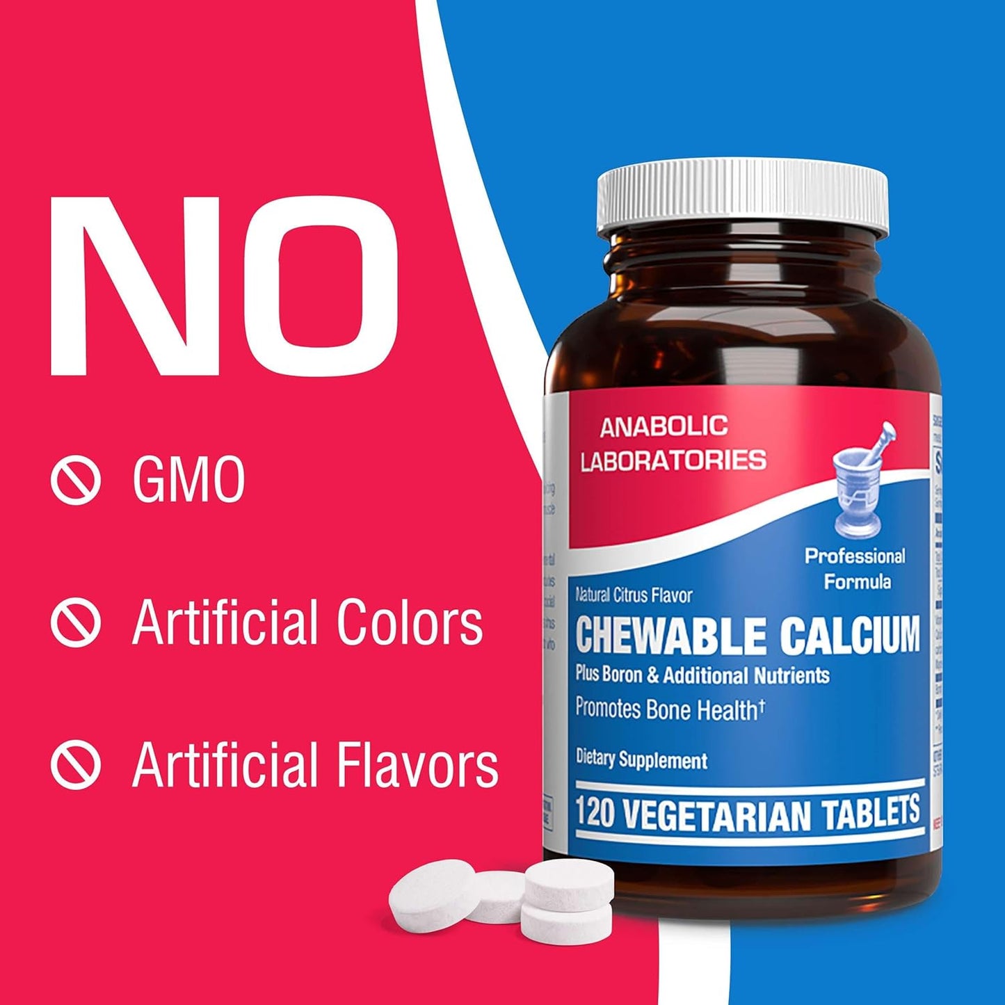 Chewable Calcium Supplement 1000mg - 120 Vegetarian Tablets with Vitamin D, Magnesium, and Boron - Citrus Flavor - Supports Bone, Teeth, and Nerve Health