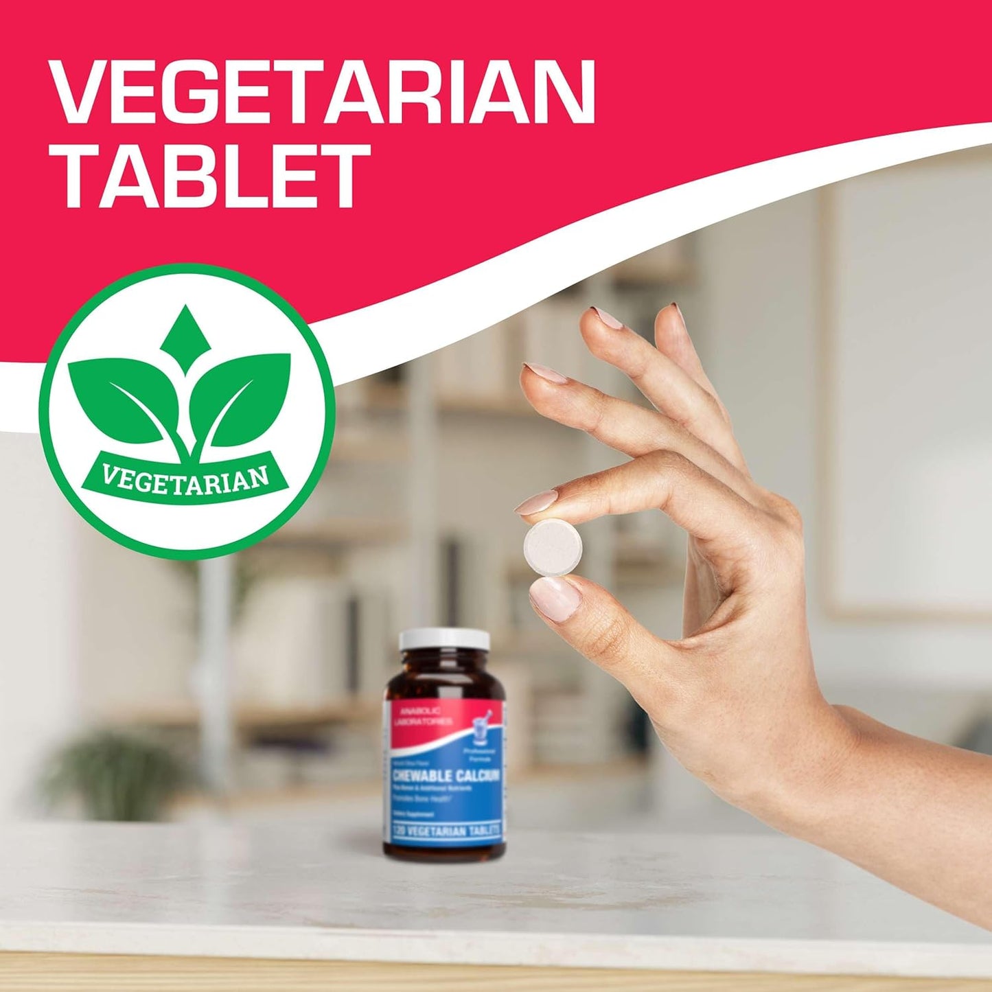 Chewable Calcium Supplement 1000mg - 120 Vegetarian Tablets with Vitamin D, Magnesium, and Boron - Citrus Flavor - Supports Bone, Teeth, and Nerve Health