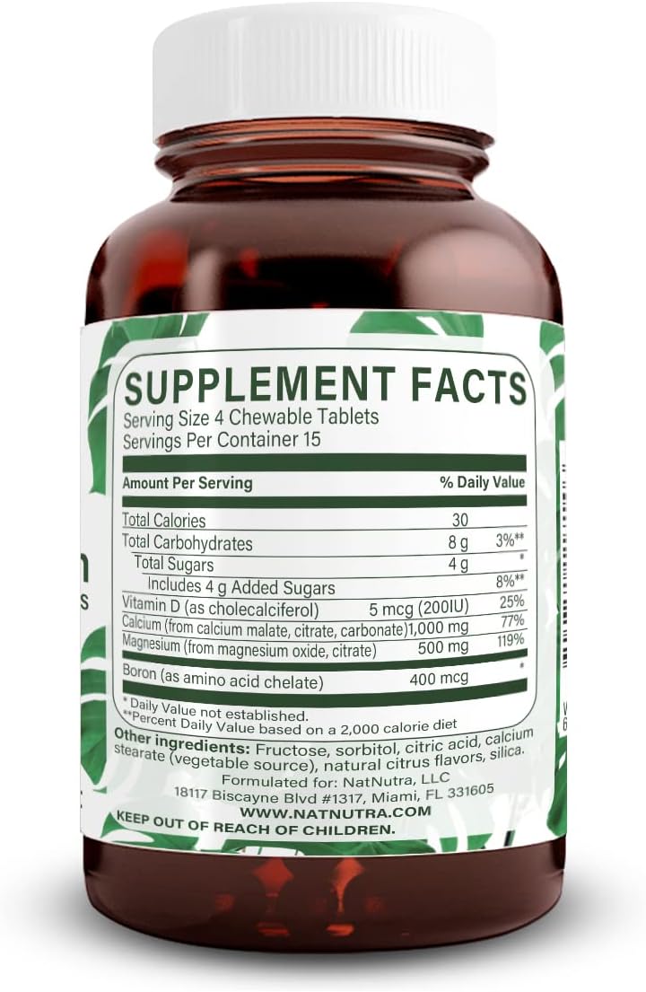 Chewable Calcium Supplement for Bone Strength and Overall Health, 60 Tablets