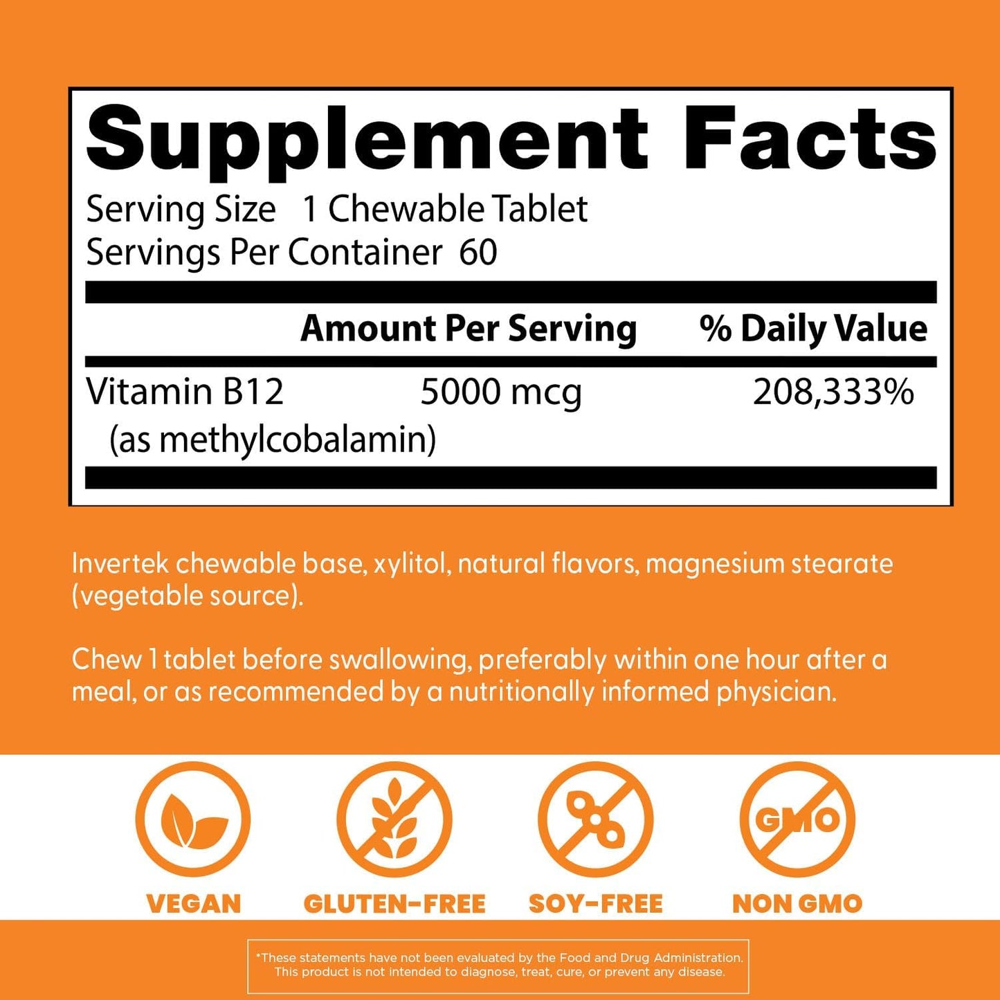 Chewable Doctor's Best B12 for Energy, Memory, Mood Support - Non-GMO, Gluten Free, Soy Free, Vegan - 60 Tablets - BoostGo Australia