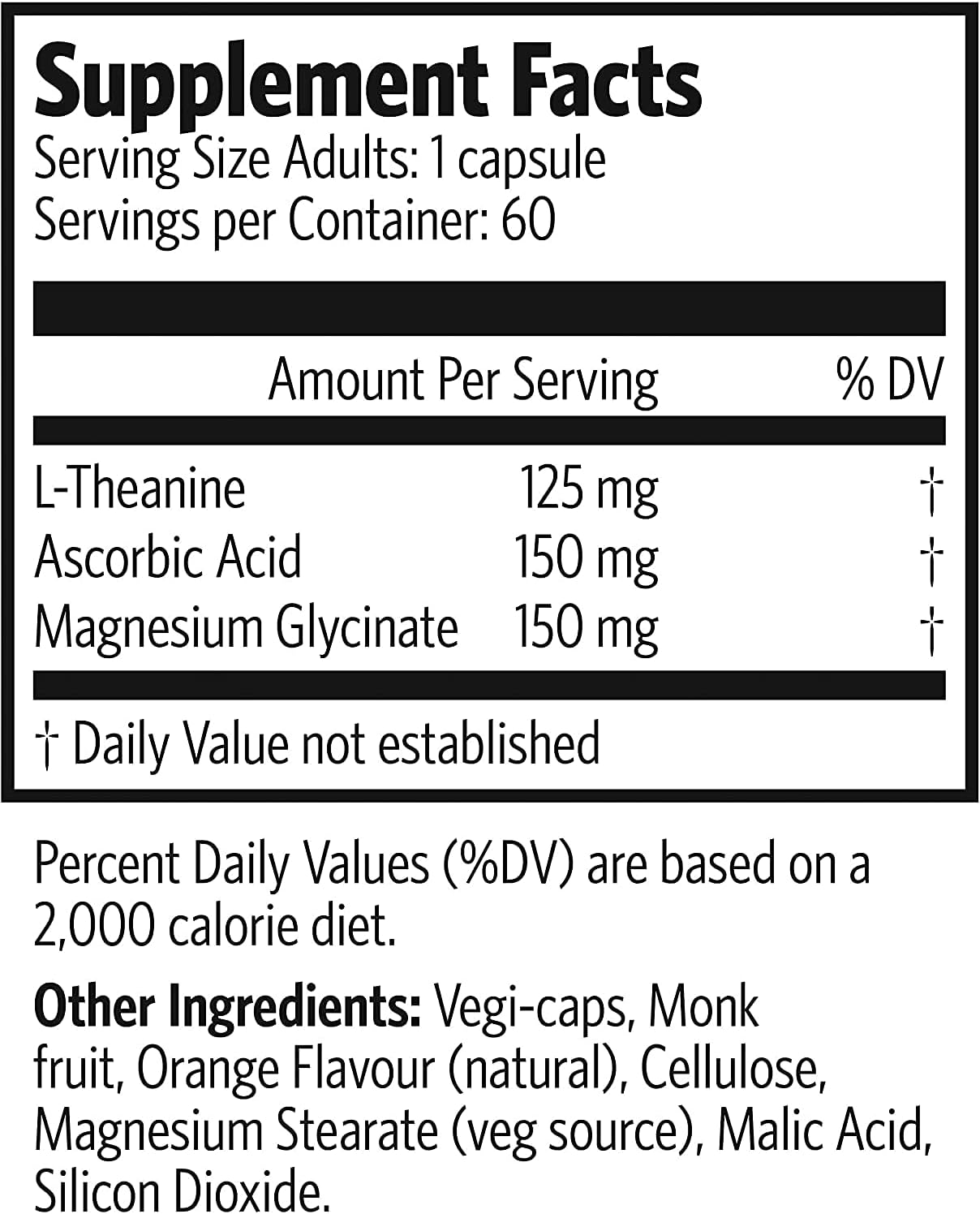 Chewable L-Theanine 125mg Tablets for Brain Memory, Focus & Relaxation - 60 Count - Adult Sleep Quality Supplement