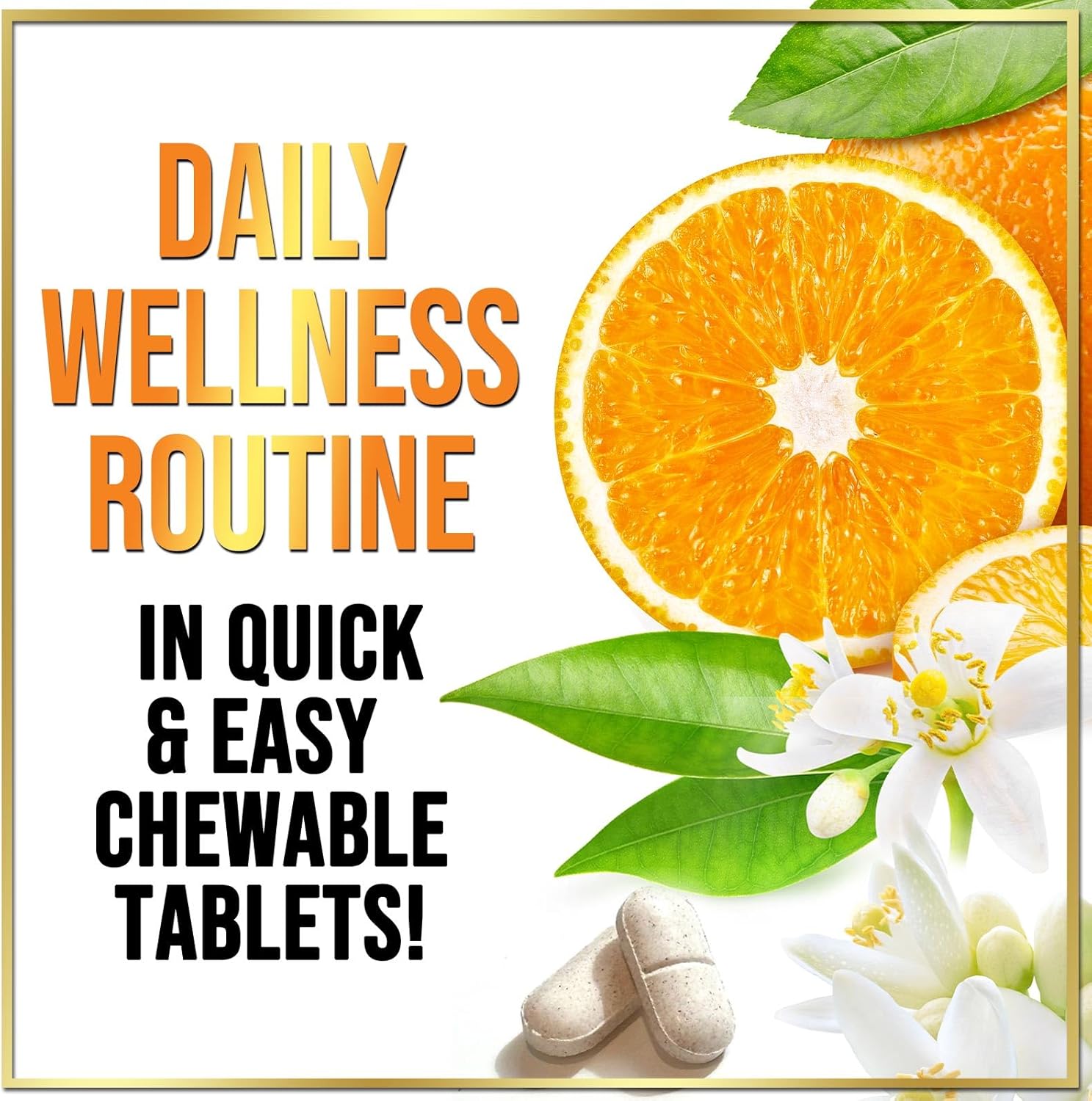 Chewable Vitamin C 1000mg with Rose HIPS Bioflavonoids - Immune Support & Antioxidant Protection - 120 Tablets