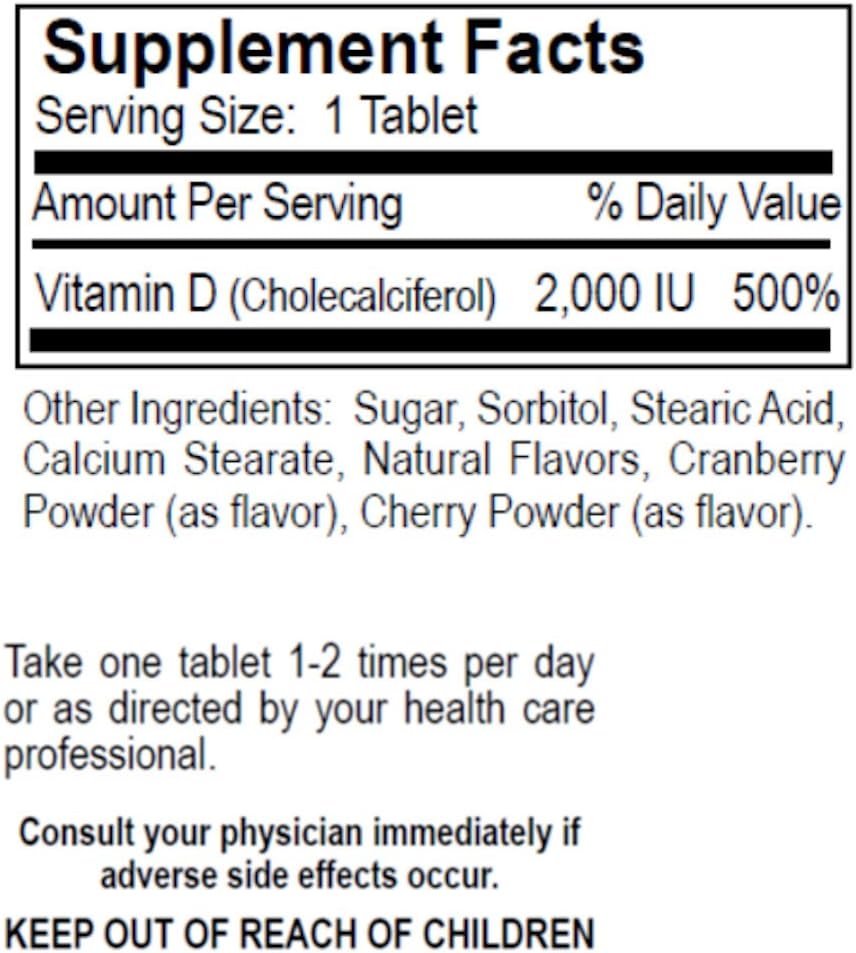 Chewable Vitamin D3 Supplement (2,000 IU) - 90 Tablets by Dialyvite for Daily Support