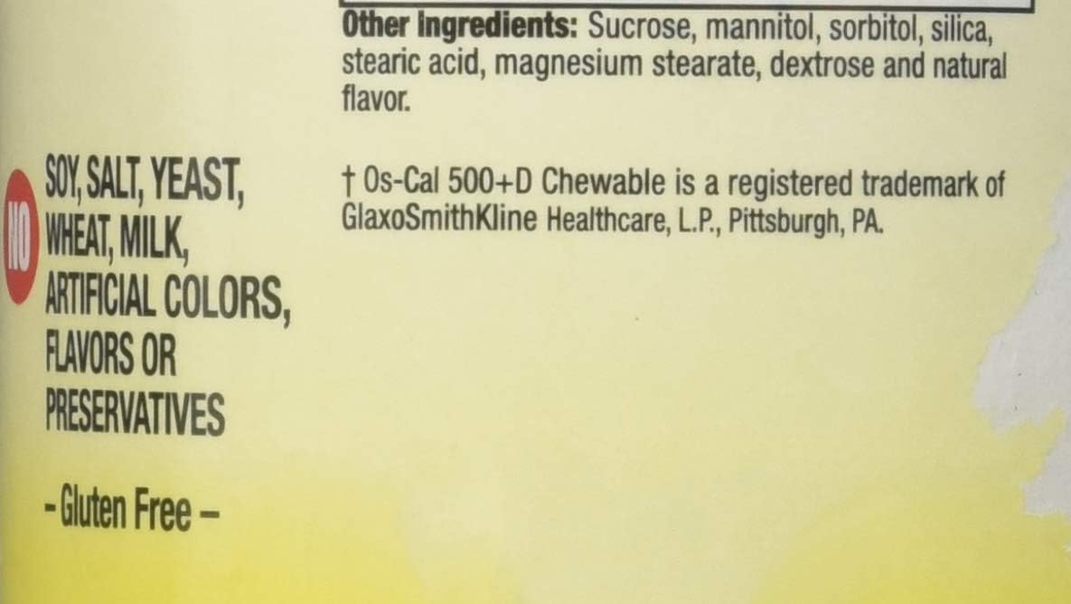 Chewable Windmill Calcium 500MG Tablets - 60 Count Bottle