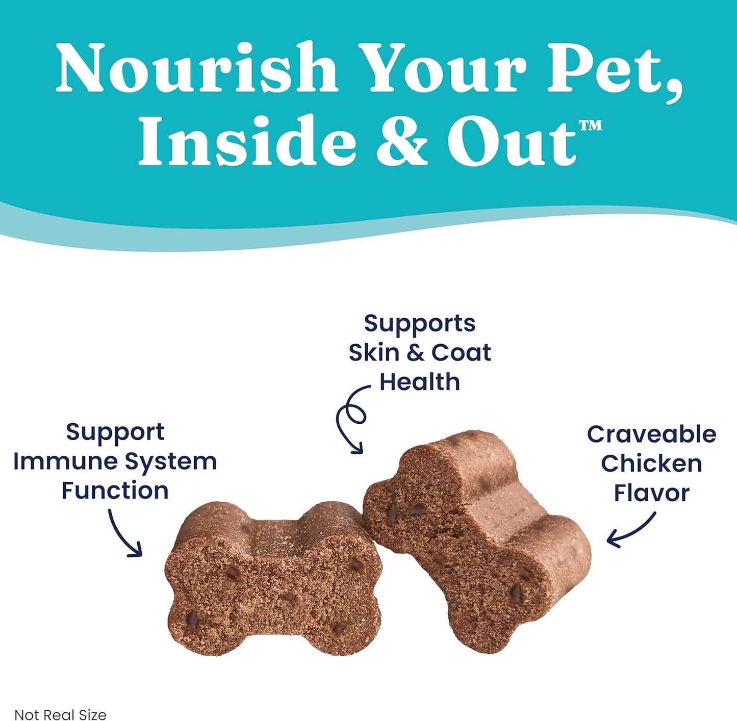 Chicken Flavored Omega Fish Oil Dog Supplement for Skin & Coat Health - Immune Support & Itch Relief Chews with Vitamin C, E, & Biotin - 120 ct
