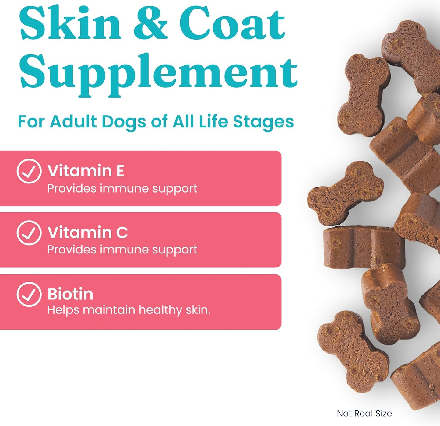 Chicken Flavored Omega Fish Oil Dog Supplement for Skin & Coat Health - Immune Support & Itch Relief Chews with Vitamin C, E, & Biotin - 120 ct