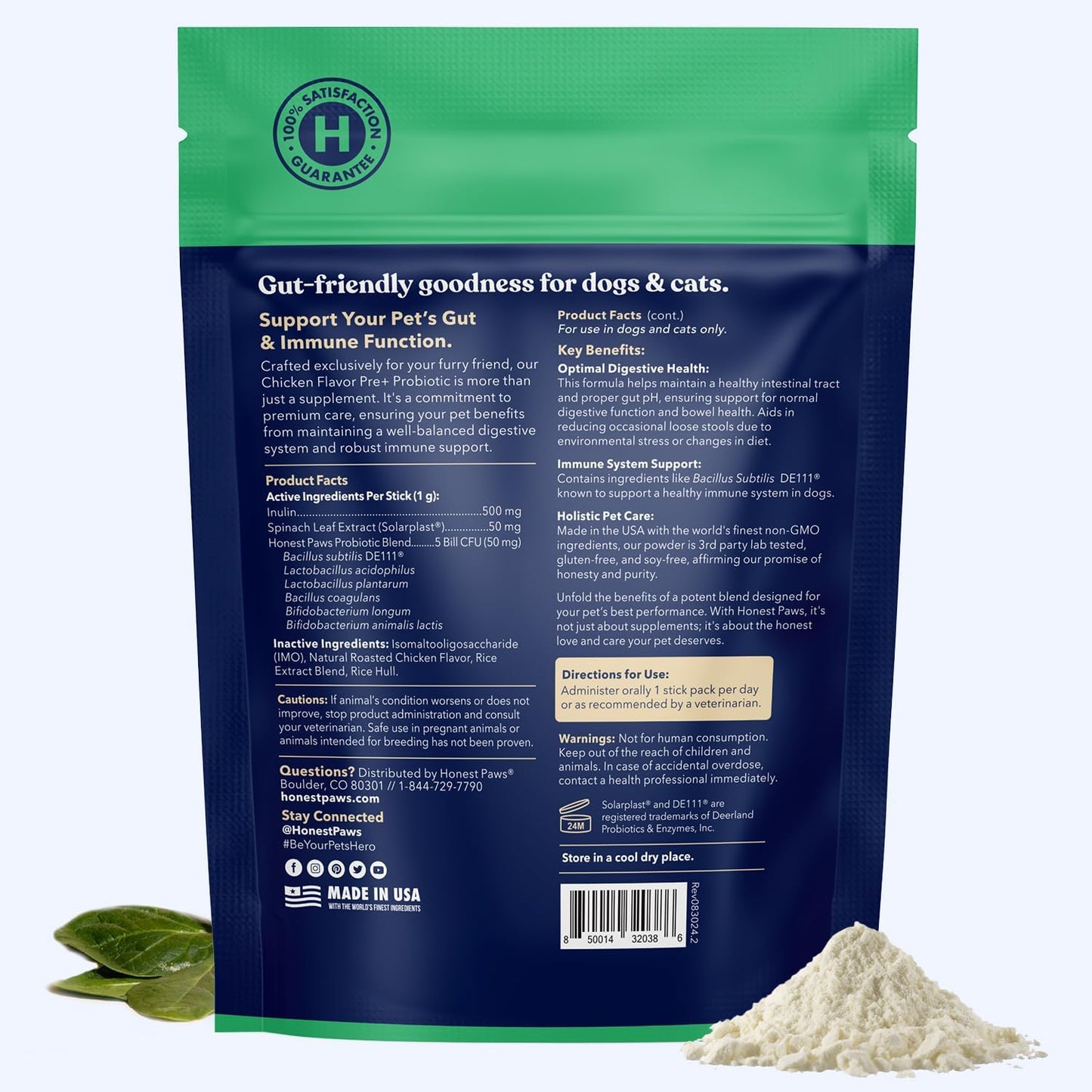 Chicken Flavored Probiotic Powder for Dogs - Supports Digestion & Immune Health with Prebiotic, Made in USA (30 Sticks) - BoostGo Australia