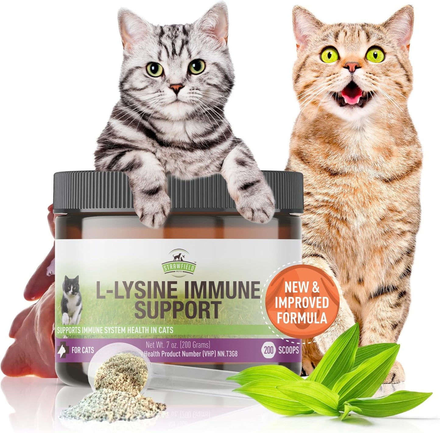 Chicken Liver Flavored L-Lysine Granules for Cats - 200g Immune Support Supplement for Cold Relief, Sneezing, Congestion, and Watery Eyes
