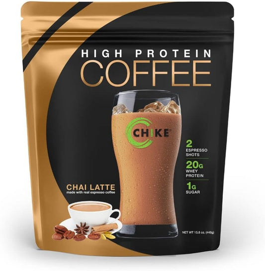 CHIKE Chai Latte High Protein Iced Coffee: 20g Protein, 2 Espresso Shots, 1g Sugar, Keto & Gluten Free - 14 Servings